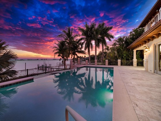 Pool overlooking the Bay
at sunset - Single Family Home for sale at 1486 Hillview Dr, Sarasota, FL 34239 - MLS Number is A4514185